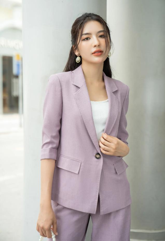 Vest tay lỡ màu tím pastel