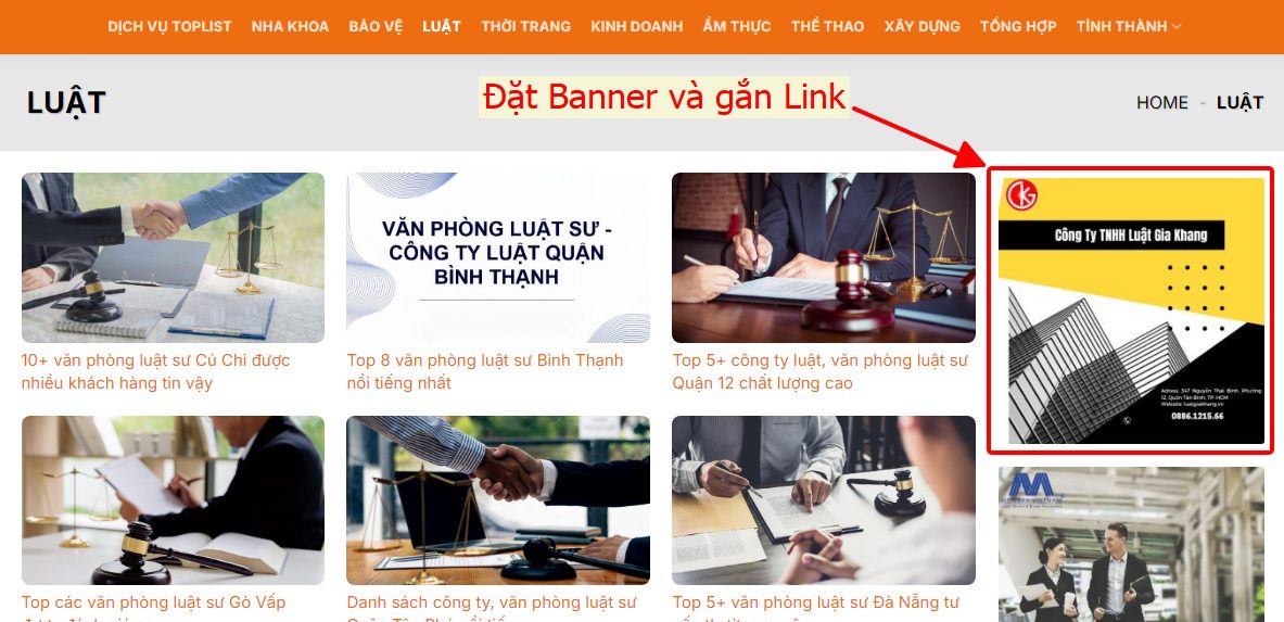 Dịch vụ backlink Banner Sidebar