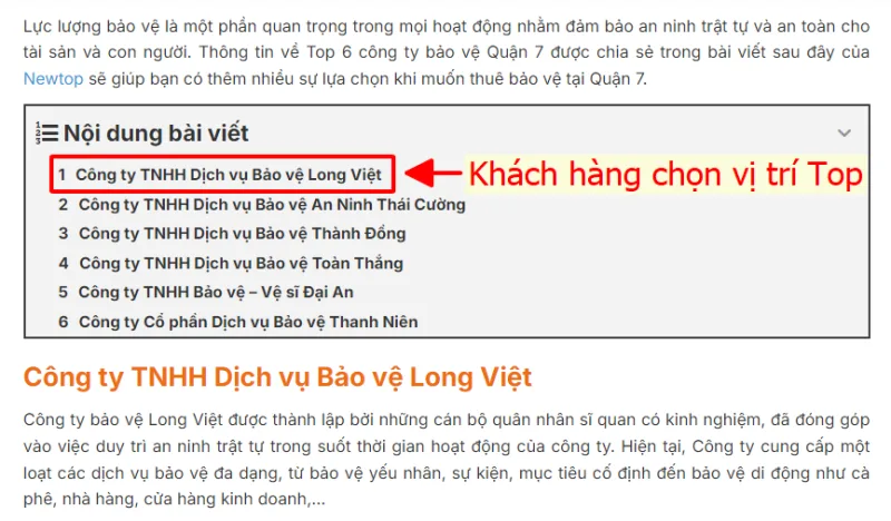 Dịch vụ toplist