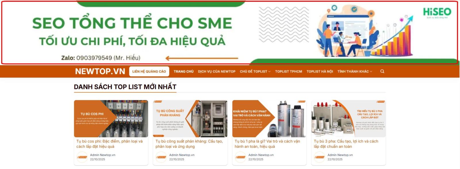 Banner Header - Đầu trang (Vị trí cao nhất)