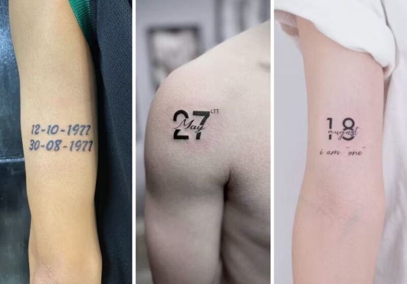 Hình xăm ngày tháng năm sinh cha mẹ hiện đại, tối giản