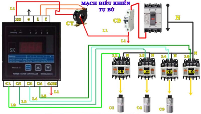 Hướng dẫn cách đấu tụ bù 1 pha 