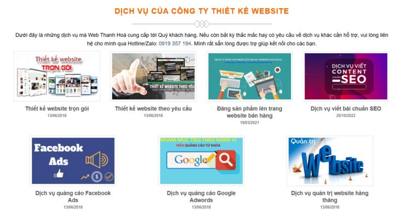 Công ty Thanh Hóa Web cung cấp đa dạng dịch vụ
