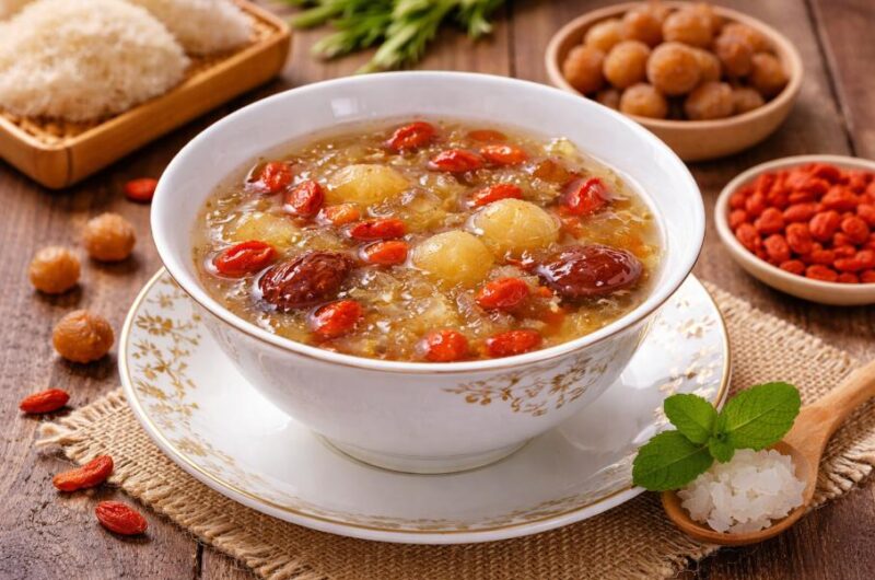 Yến sào chưng cùng kỷ tử và nhãn nhục dinh dưỡng