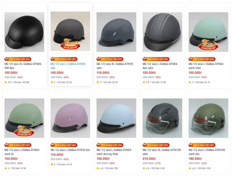 Điện Máy Xanh cung cấp đa dạng các loại nón bảo hiểm giá rẻ