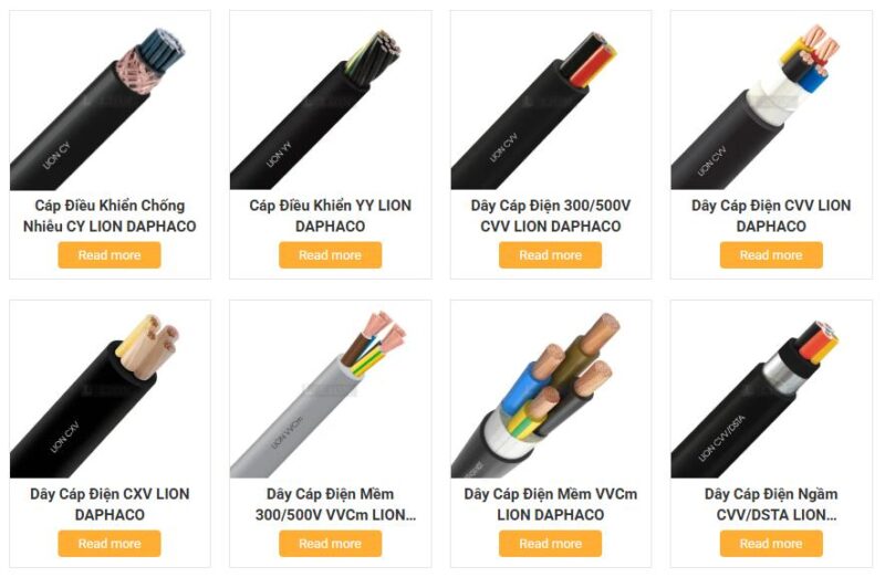 Đa dạng các loại dây cáp điện từ thương hiệu lớn